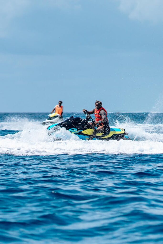 Men on Jet Skis on Indian Ocean